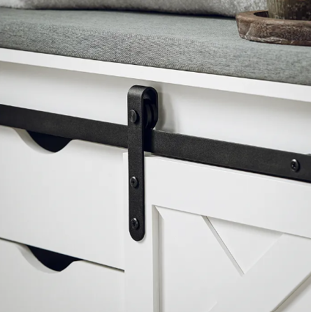 SoBuy Meuble à chaussures avec siège rembourré - 2 tiroirs et 1 porte coulissante - Max. 225 kg - 80 x 30 x 49 cm - Blanc/ Gris
