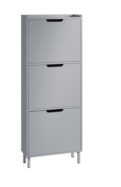 SoBuy Meuble à chaussures - 3 volets - 50 x 19 x 129 cm - Gris