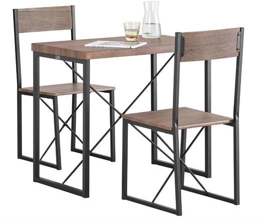 SoBuy Ensemble bistro - 3 pièces - 2 chaises - Table de cuisine - aspect industriel - OGT19-N
