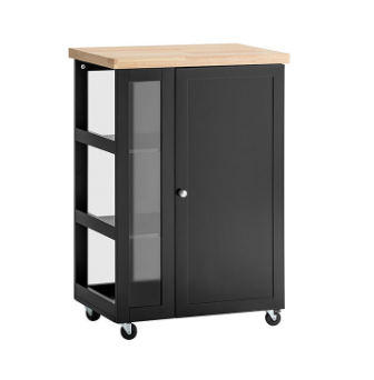 SoBuy Chariot de cuisine - 1 porte et 3 étagères - 60x90x40cm - Noir
