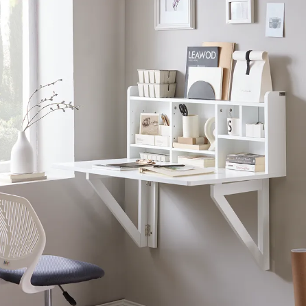SoBuy Bureau pliable - Fixation murale - Max. 48 kg - 90 x 78 x 60 cm - Blanc