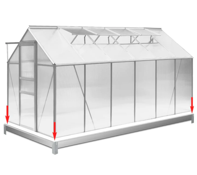 Base de serre galvanisée Flivastore, Pied de serre, 12X6 mètres
