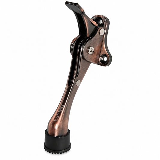 Essible Butoir de porte en acier inoxydable bronze - 13 x 4 cm - Butoir de porte réglable avec commande au pied