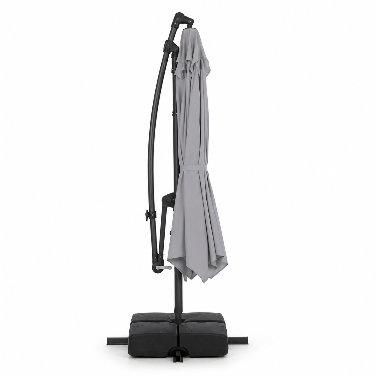 Parasol flottant Coast Grey - Parasol de jardin rotatif à 360° avec LED, pendule et sacs de sable - 250 x 250 x 240 cm