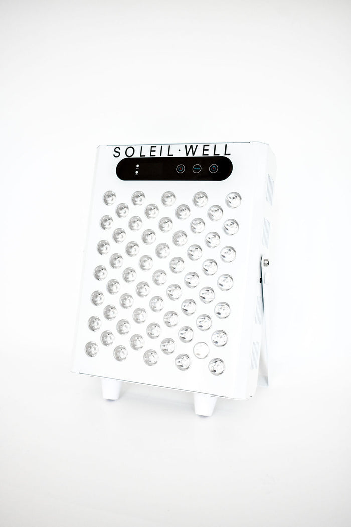 Panneau de luminothérapie rouge Soleil Well - 600W - 4 longueurs d'onde (630/660 nm rouge, 830/850 nm NIR) - 118 LEDs - Portable