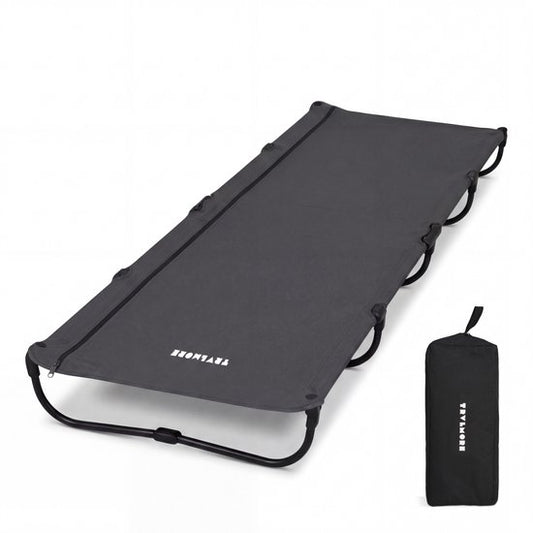 TRVLMORE Lit de Camp pliable - Capacité de charge 120KG - Lit de camping avec sac de transport - Brancard 1 personne - Structure en acier - 193x66x15 cm - Gris