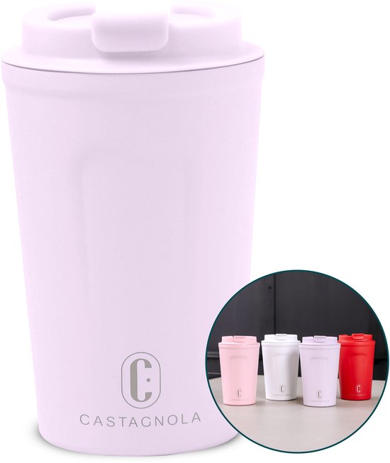 Mug thermos Castagnola - Tasse à café To Go - Mug de voyage pour le café et le thé - Mug à thé - 380 ML - acier inoxydable - Violet