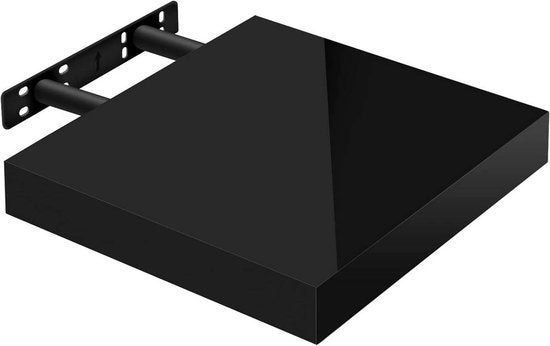 WOLTU Wall Shelf Black High Gloss - 25 x 22.9 x 3.8 cm - Etagère flottante en MDF avec fixation cachée