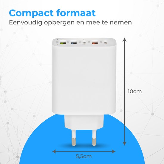 Nuvance - Adaptateur USB - 5 Ports - Prise USB - Chargeur USB - Convient à tout câble USB - Blanc
