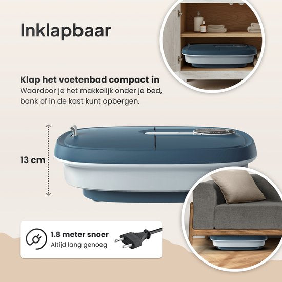 Brixy Bain de pieds à massage automatique - Appareil de massage des pieds - Bain de pieds électrique - Pliable - Chauffe jusqu'à 48°C - 14L