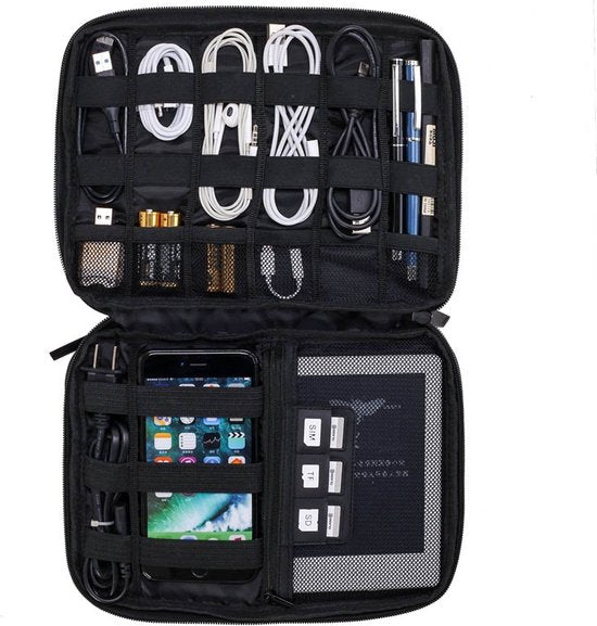 Sunflake Electronics & Cable Organiser - 3 couches - Sac de voyage pour câbles - Hydrofuge - Pour iPad 9.7" - Disques durs - Chargeurs - Gris foncé