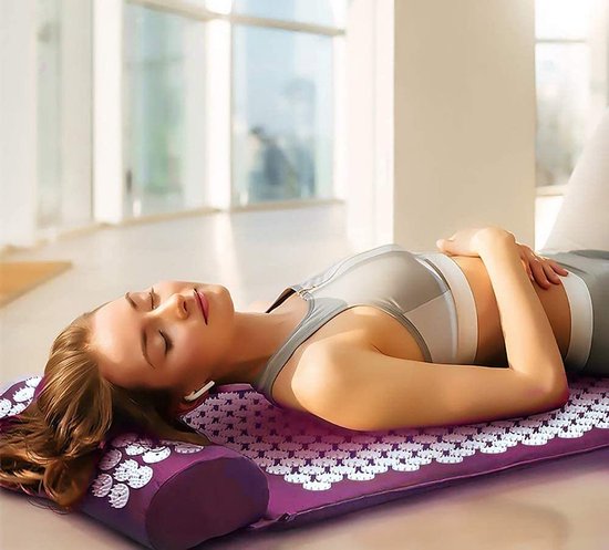 Nail Mat Acupressure Mat - Shakti Mat avec boule de massage et sac de transport - Tapis de massage 68x42x2 cm Earkings - Rose