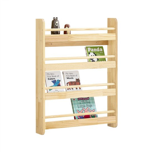 SoBuy KMB08-K-N Bibliothèque pour enfants, 4 niveaux, meubles, jouets, bibliothèque, meuble de rangement, étagère, chambre, nature, 60 x 12 x 80 cm