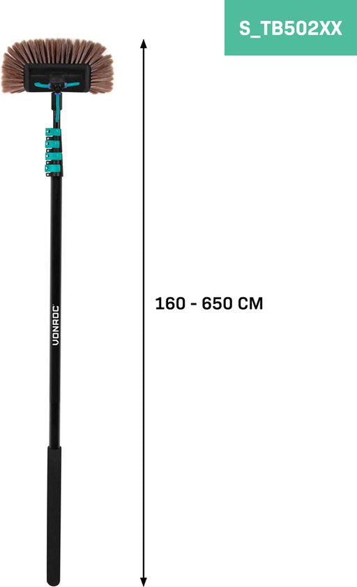 VONROC Brosse à laver télescopique - 6.50m et adoucisseur d'eau - Set complet