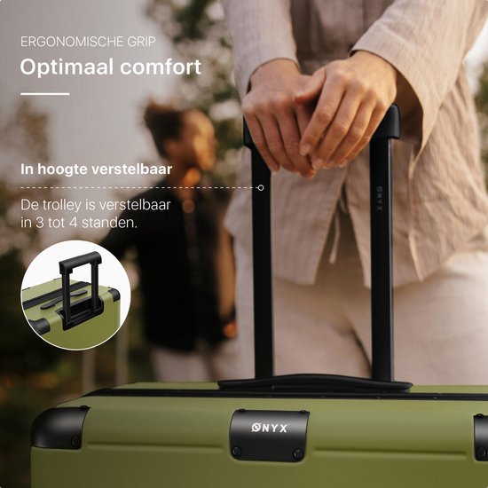 ONYX Hybrid Pro Hand Luggage Suitcase with Front Pocket 38 Litres - Recycled Polycarbonate and Zipperless Design - Travel Suitcase with TSA Lock and Spinner Wheels - Lightweight Trolley with Laptop Compartment - Olive Green (Valise de voyage avec serrure