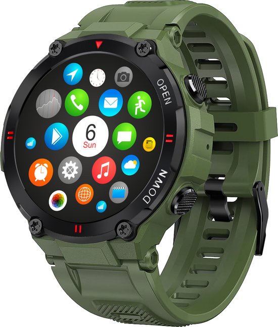 Nuvance - Montre intelligente pour l'extérieur - IP67 Waterproof - Bluetooth Smartwatch pour femmes et hommes - Smartwatches - Montre de sport avec podomètre, compteur de calories, somnomètre - Convient à tous les smartphones - Vert