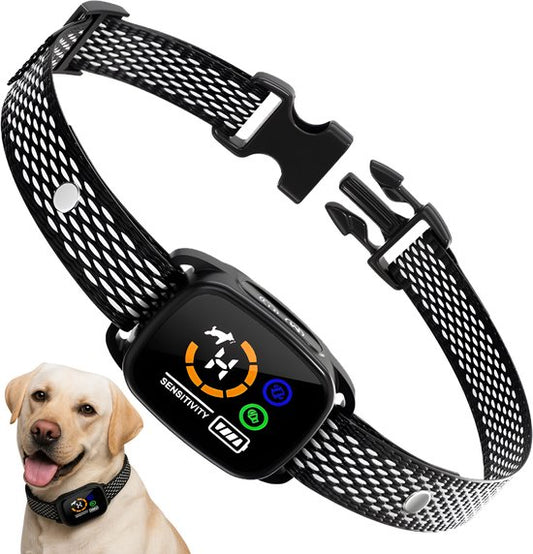 Nuvance Collier anti-aboiement digital - Dispositif anti-aboiement sans choc - Rechargeable - Collier anti-aboiement pour chiens et chiots - 6 étapes
