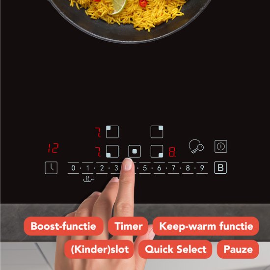 KitchenBrothers Table de cuisson à induction - Table de cuisson à induction encastrable - 80 cm - 1 Flexzone + 3 Zones - 1 et 2 phases - Noir