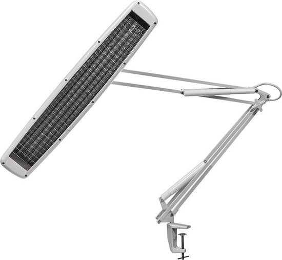 Velleman Lampe de bureau avec pince, bras pivotant, interrupteur marche/arrêt, 60 cm de large, 3x 14 W, 6500 K, blanc