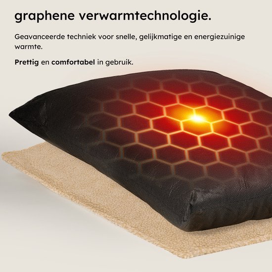 Coussin chauffant - 3 niveaux de chaleur - Coussin chauffant rechargeable - 10k mAh Powerbank - Sans fil - Coussin chauffant - 45x60 - Teddy Beige - Saaf Comfort