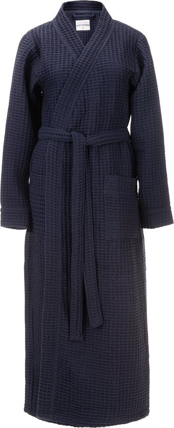 Heckettlane Peignoir gaufré - robe de chambre pour femmes et hommes - XL - Manteau du matin en coton - Convient pour le sauna - Bleu