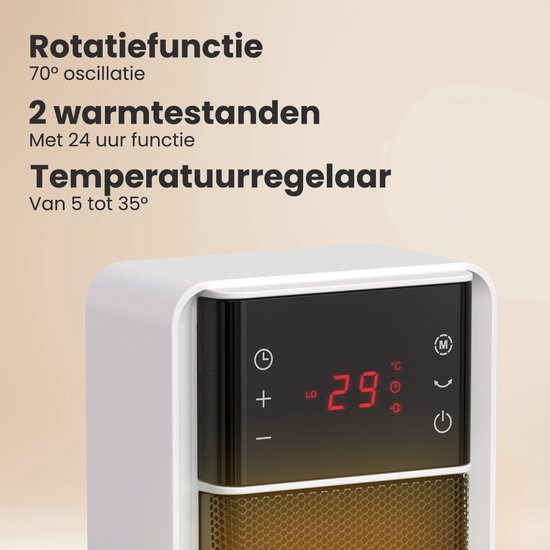 Fourneau électrique Auronic - Fourneau en céramique - Fourneau à tour - 2000W - Blanc