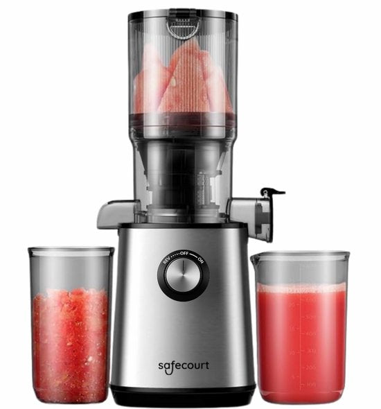 Extracteur de jus - Safecourt Kitchen - pour fruits et légumes - Ouverture de remplissage XXL - Moteur puissant de 200W - gris