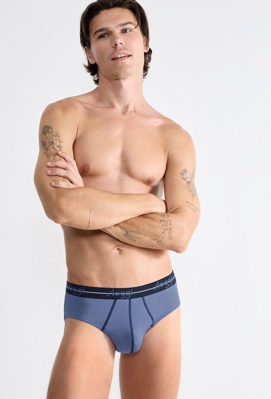 Sloggi Start Midi 2-Pack Briefs - Hommes - Coton/Elastane - Taille régulière - Bande élastique - Bleu/Multi - Taille M
