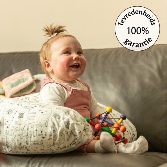 Ella Voedingskussen met hoes van 100% katoen - Zwangerschapskussen - Inclusief afneembare en wasbare hoes - Wit met plantjes