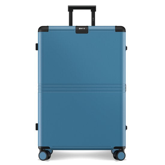 ONYX Hybrid Pro Check-in Suitcase Large 100 Litres - Polycarbonate recyclé et design sans fermeture éclair - Valise de voyage avec serrure TSA et roues Spinner - Trolley léger avec compartiment pour ordinateur portable - Glacier Blue