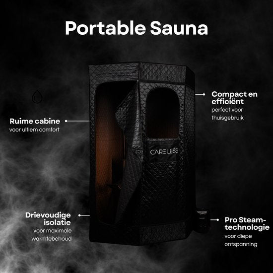 Care Less - Mobiela Sauna - Tente de sauna à vapeur portable avec générateur de vapeur - compacte et portable pour un usage domestique - Détente et désintoxication à domicile - Convient pour 2 personnes - Comprend une chaise confortable