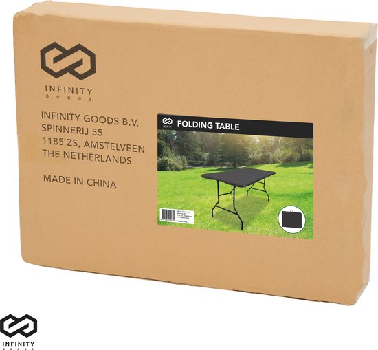 Infinity Goods Table pliante - Table pliante - 180 x 70 x 74 cm - Table de camping - Table de jardin - Portable - Noir