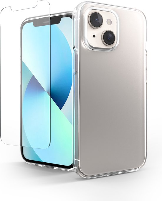 Etui Transparent pour Iphone 13 Etui Transparent et Protecteur d'Ecran Verre Protecteur