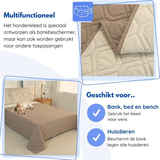 Hilvard - Couverture pour chien - Couverture pour chat - Protège banc - Couverture pour chien siège arrière de voiture - Convient pour canapé, voiture et lit - Sable - 76 x 127cm - Tapis pour chien - Tapis pour chien