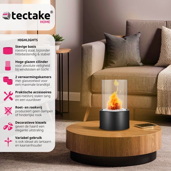 Cheminée de table au bioéthanol tectake® - Décoration de terrasse et de balcon - Feu de table à l'éthanol - Accessoires pour la maison et gadgets pour le camping en plein air - Décoration de table pour l'intérieur et l'extérieur