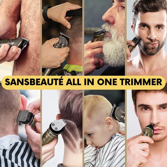 Tondeuse à barbe 6-en-1 pour homme - Tondeuse pour barbe et corps - 6 accessoires inclus - Sansbeauté® - Tondeuse pour homme - Tondeuse pour homme - Tondeuse à cheveux - Tondeuses - 0.5-15MM - Nez et oreilles - Tondeuse - Machine à barbe - Multigroomer