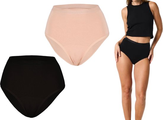 Bamboo Elements - S - Sous-vêtements menstruels - Slip taille haute - Noir - Sous-vêtements menstruels - Slip menstruel - Slip menstruel - Culotte menstruelle - Sous-vêtements slip femme