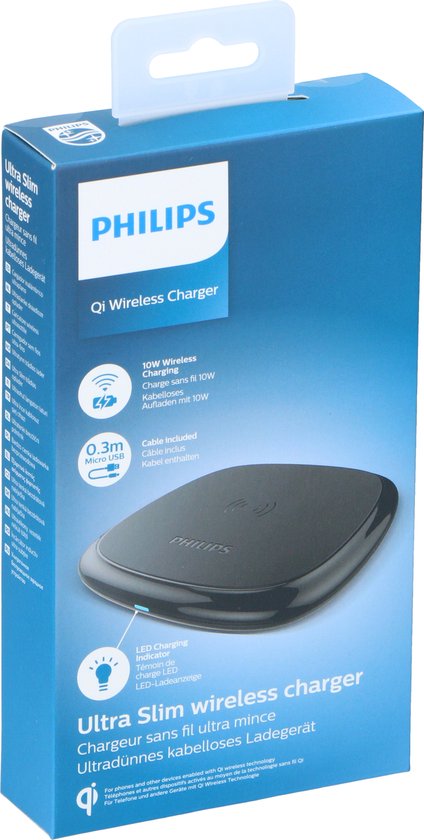PHILIPS - Chargeur QI sans fil - DLP9210/03 - Chargeur de téléphone - Antidérapant Portée sans fil basse - haute