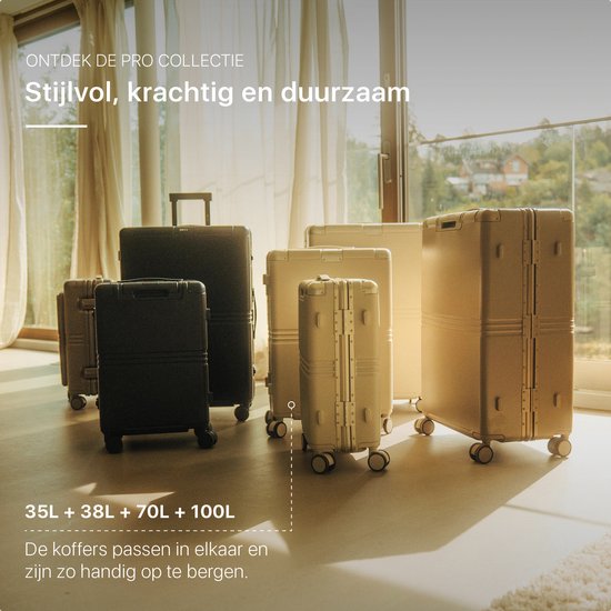 ONYX Hybrid Pro Hand Luggage Suitcase 35 Litres - Polycarbonate recyclé et design sans fermeture éclair - Valise de voyage avec serrure TSA et roues pivotantes - Trolley léger - Vert olive