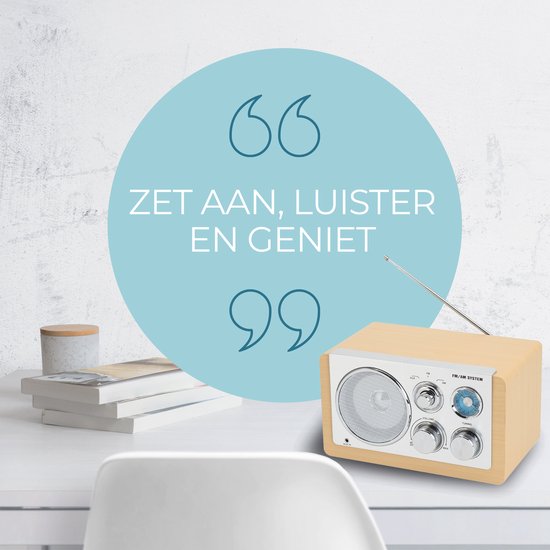 Denver Radio FM portable - Rétro - Fonctionne sur piles ou secteur - Radio de cuisine - AM - FM - TR63 - Bois