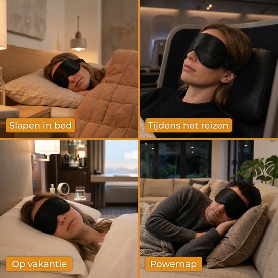 Nuvance Masque de sommeil - Soie - Masque pour les yeux - Ajustable - Design respirant - pour hommes et femmes - Masques de sommeil