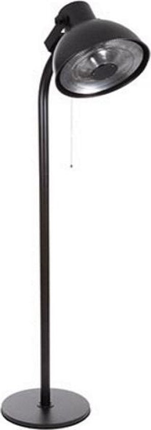 Perel Chauffe-terrasse sur pied, 2000 W, carbone, avec interrupteur à tirette, protection contre l'inclinaison, 3 niveaux de chaleur, réglable en hauteur, résistant aux éclaboussures, design rétro, métal, noir