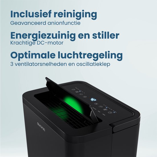 Déshumidificateur Auronic - Compact Pro Plus - 12L - Chambre à coucher, salle de bain, salon et bureau - Hydratant pour l'intérieur - Noir