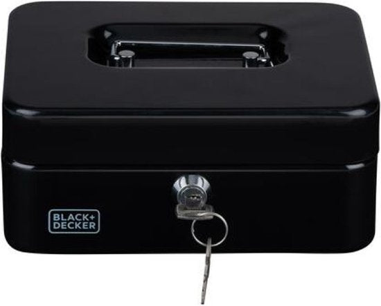 Black & Decker Tirelire avec 2 clés - noir - acier - monnayeur - 20 x 16 x 9 cm - coffre-fort anti-effraction
