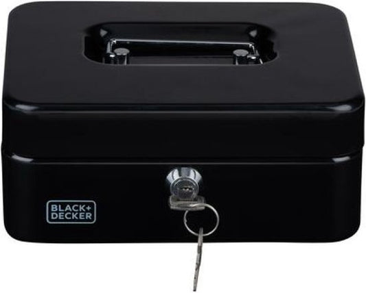 Black & Decker Tirelire avec 2 clés - noir - acier - monnayeur - 20 x 16 x 9 cm - coffre-fort anti-effraction