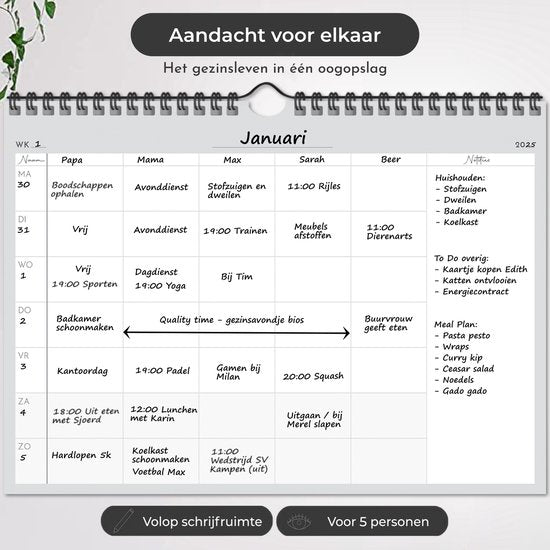 Systemyze Family Planner Basic 2025 - Agenda - Semainier - Agenda familial - Non daté - Gris