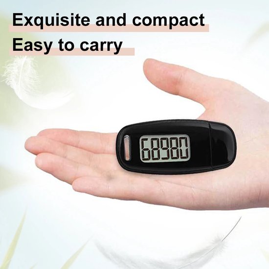 Garpex® Podomètre avec clip et cordon de transport - Chargement USB - Traceur d'activité - Podomètre - Grand écran - Poche - Noir