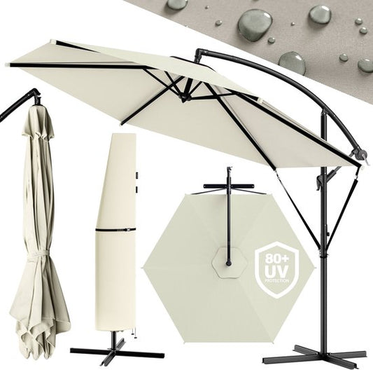 Parasol flottant pliable - Aluminium Ø330cm Protection UV 80+ - Beige