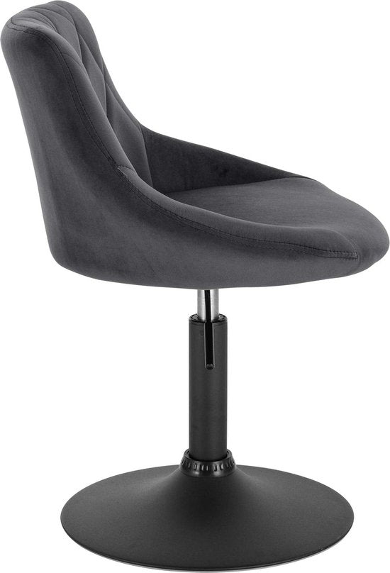 Rootz Tabouret de bar en velours - Chaise de comptoir - Siège réglable - Tabouret pivotant - Tabouret de salon - Tabouret rembourré - Chaise de cuisine - Gris foncé - 22.0x19.3x15.7 pouces