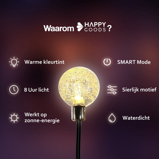 Happy Goods - Guirlandes de Noël - 7m - 50 LED solaires - Guirlandes de jardin solaires - Guirlandes de jardin solaires - guirlandes en cristal ø 2,5 cm - Durable